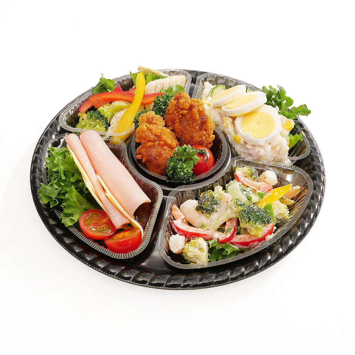 黒い円形オードブル容器35個セット オードブル容器 U-556 黒セット シーピー化成 | テイクアウト容器の